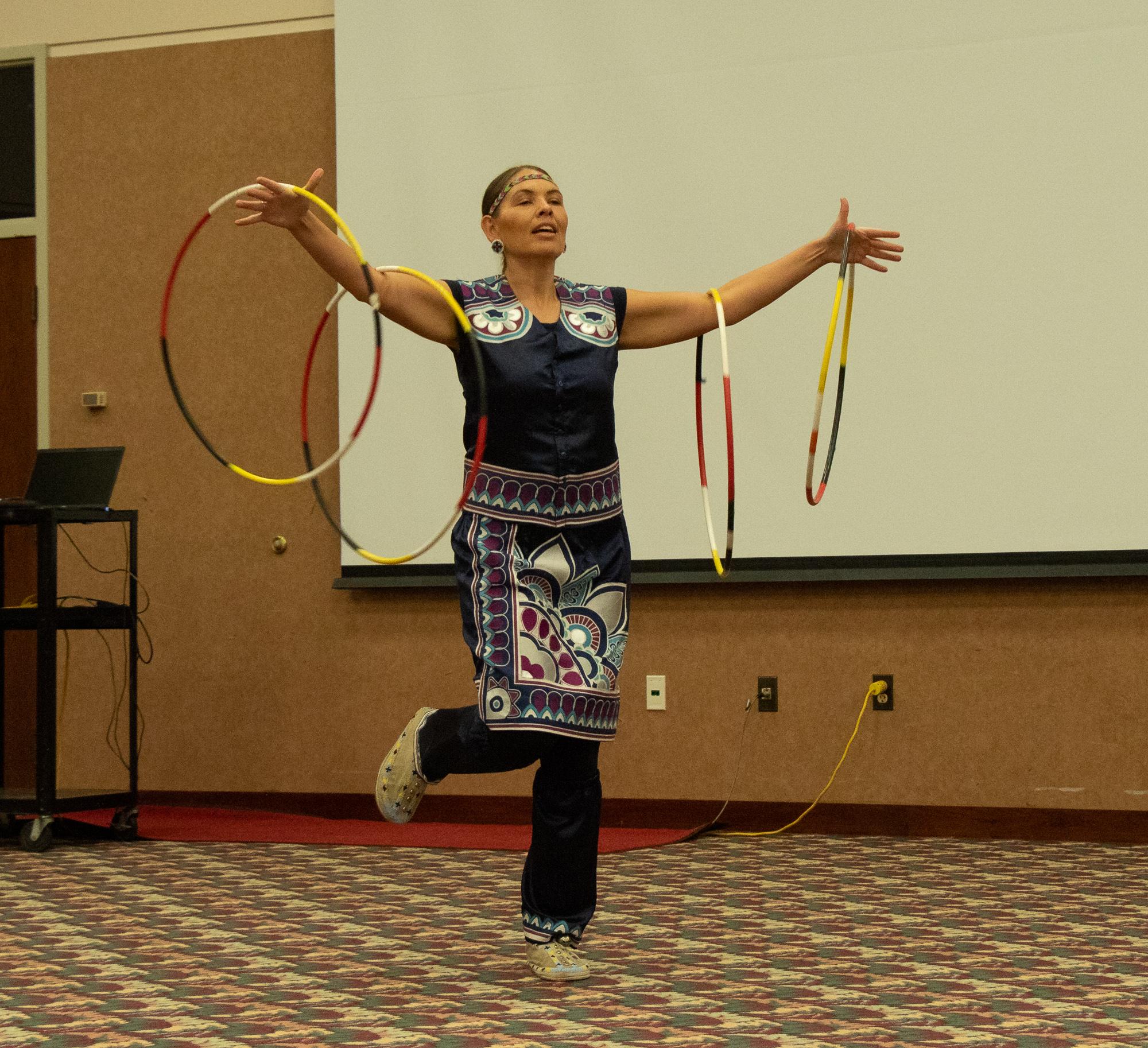 Native American woman dancing